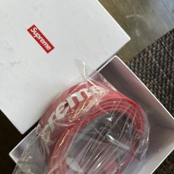 Supreme Repeat Leather Belt Size XL Red