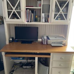 Solid Wood Desk with Hutch & File Drawer