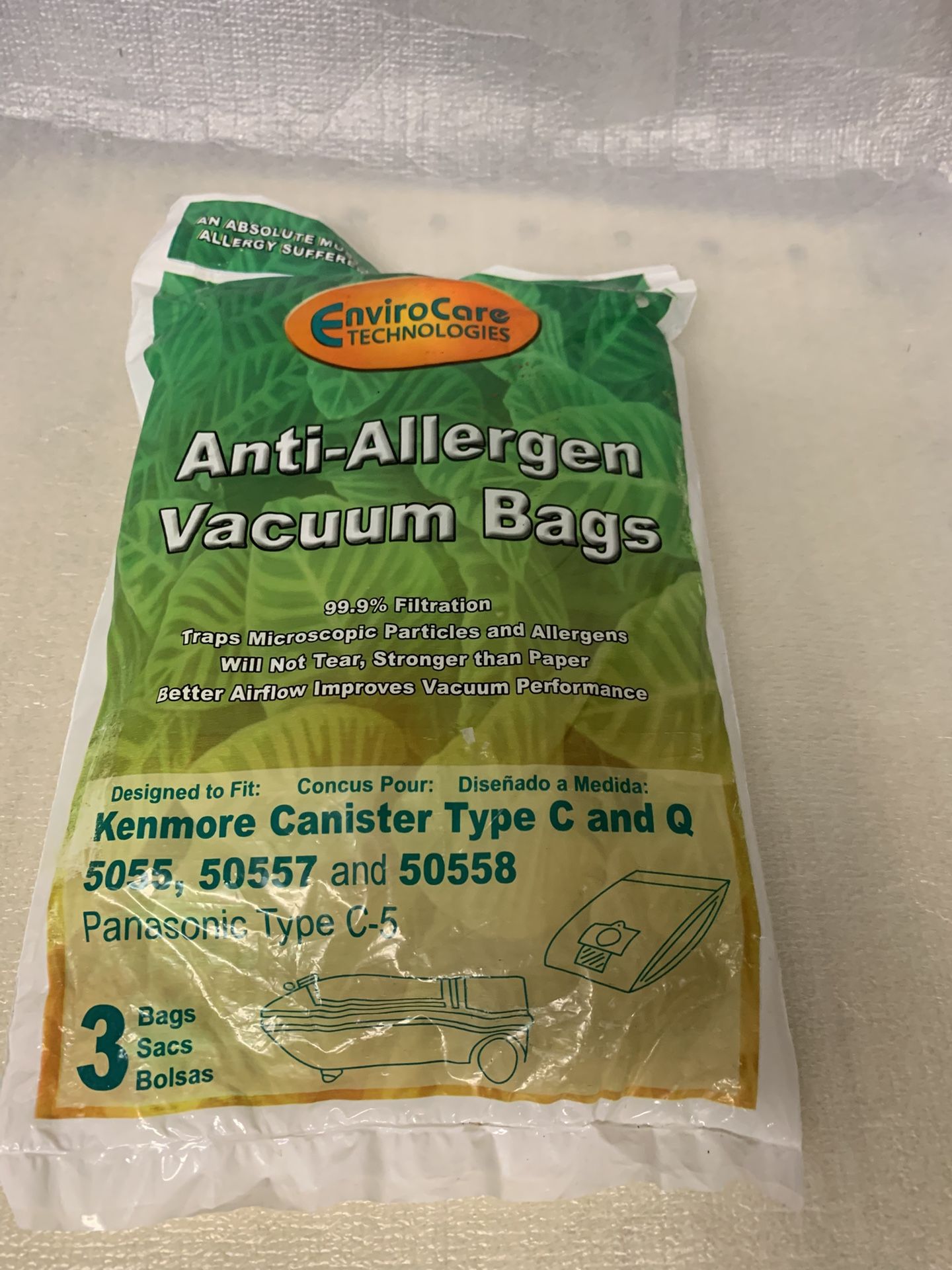 Kenmore 50558, 5055, 50557 Allergen Filtration Canister Vacuum Bags 3 Bags Total
