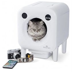 Automatic Litter Box Multiple Cats - Self-Cleaning Litter Box with Camera, Intelligent Exhaust System, Safety Sensors  