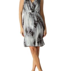 Banana Republic Gray Print V-neck Cocktail Dress