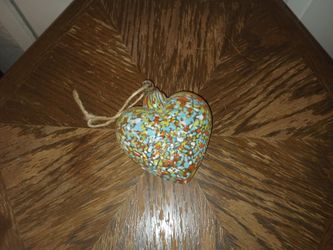 Hand Blown Multi-glass Hanging Heart