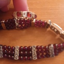 Vintage Czech Garnett Bracelet 7"
