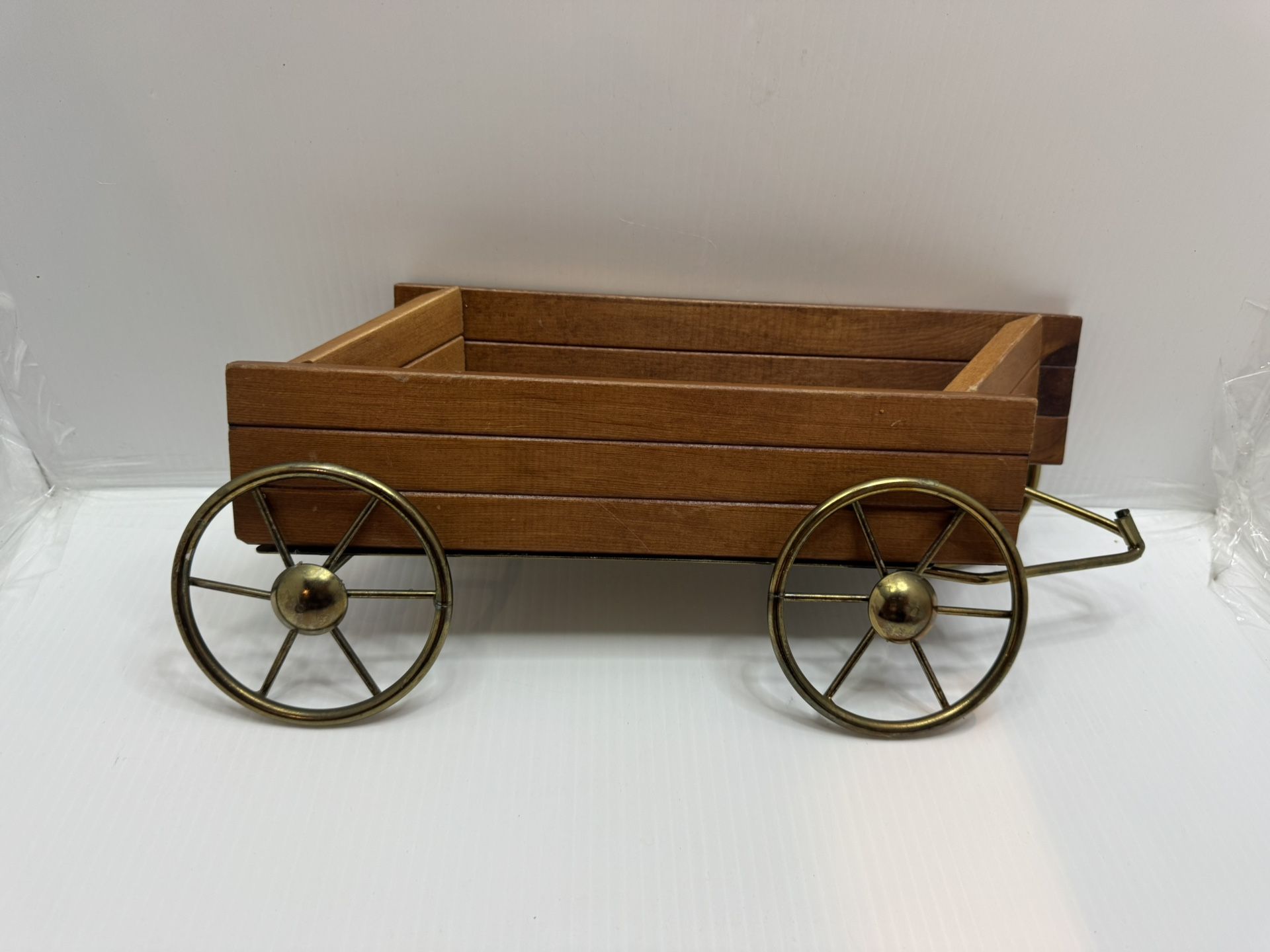 Wood And Metal Vintage style Cart Planter Box , Plant Holder Home