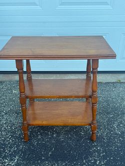 Wood Rectangular Brown End & Side Table w/ Lower Shelf Storage, Medium Wood