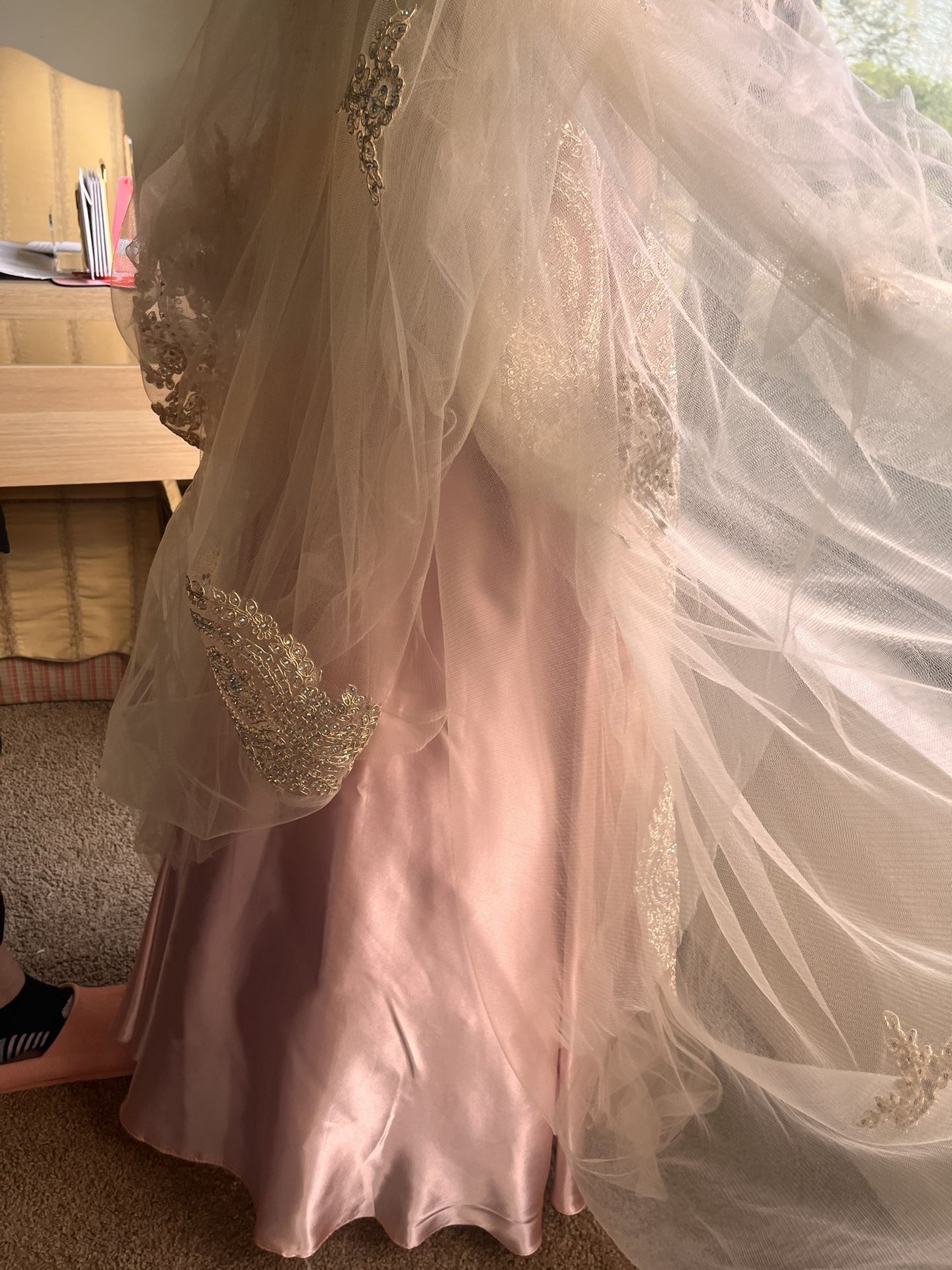 slim fit dress slacks Pink Tulle Beaded Long Ball Gown, Beautiful A-Line Prom Dress, Pink Sw