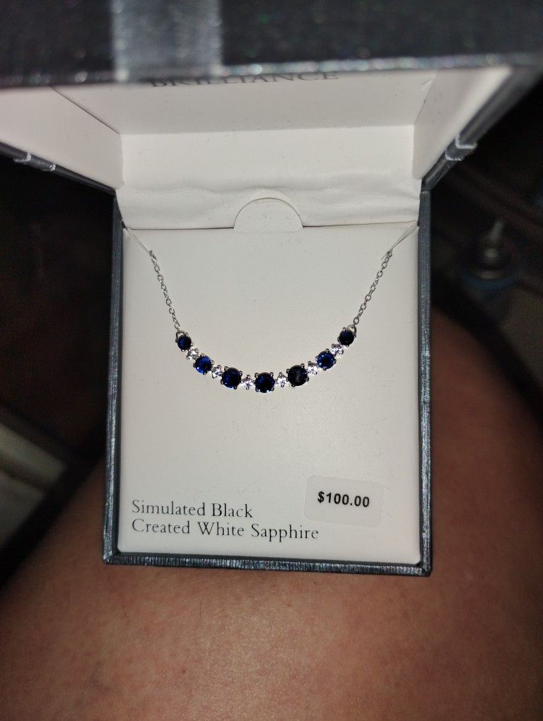 Silver Black Diamond Necklace 