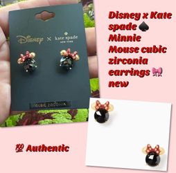 Disney   Kate Spade ♠️ Minnie Mouse Cubic Zirconia Earrings Super Cute New $28 🙅🏻‍♀️ Firm Cash Or Zelle Only 👀 Dust Bag Included ❤️