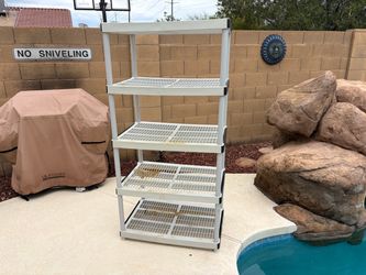 Home Depot HDX 5 tier ABS plastic storage shelf garage rack shelving shelves