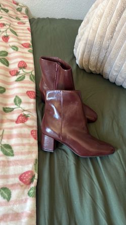 Burgundy Patent Leather Ankle Boots