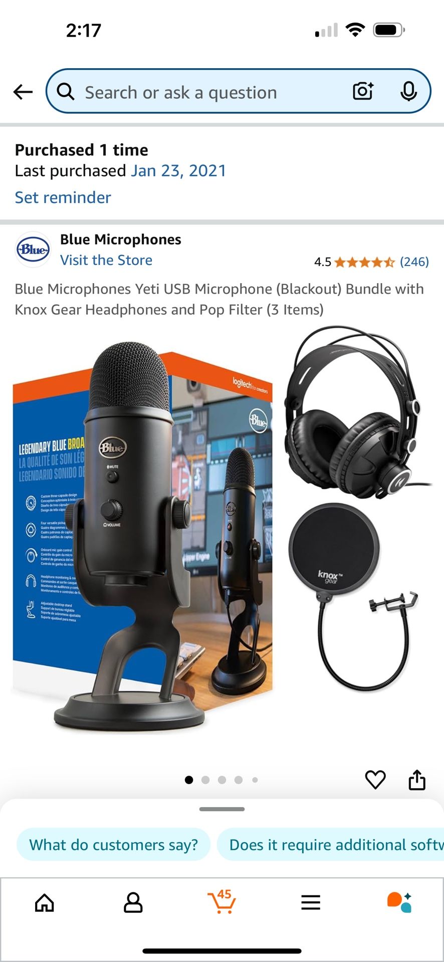 Blue Microphones Yeti USB Microphone (Blackout) Bundle with Knox