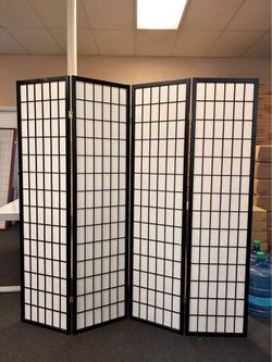 Privacy Screen Room Divider 4-Panels Black