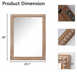 brand new 22 in. W × 30 in. H Rectangle Framed Wall wood mirror (new in box)