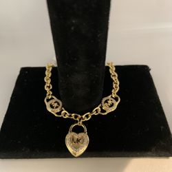 14K Gold-Plated Sterling Silver Heart Lock Bracelet