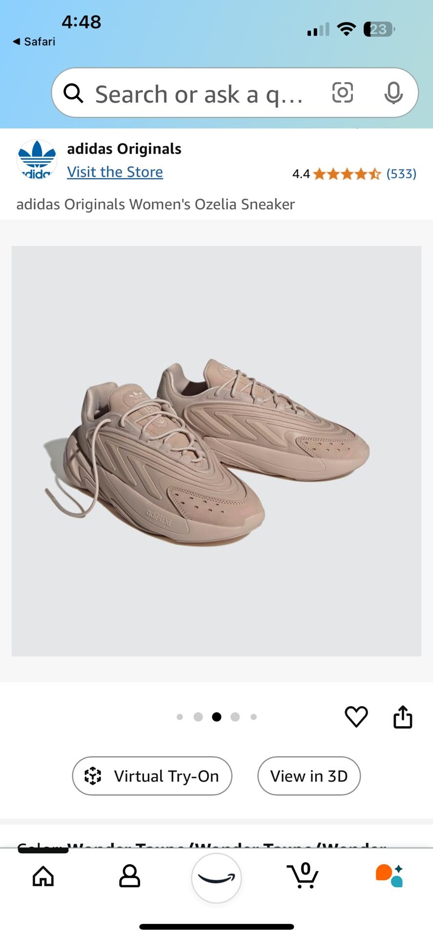 Adidas Originals Women's Ozelia Low Top Sneakers Color Wonder Taupe Size US 7.5