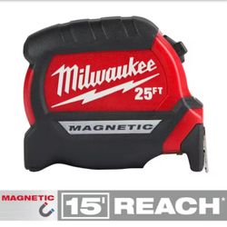 Milwaukee- 25 ft. x 1-1/16 in. Compact Magnetic Tape Measure with 15 ft. Reach-Model # 48-22-0325