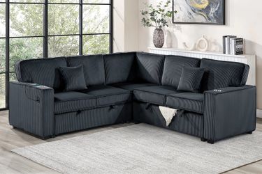 Black sofa sectional w/ pull out sleeper