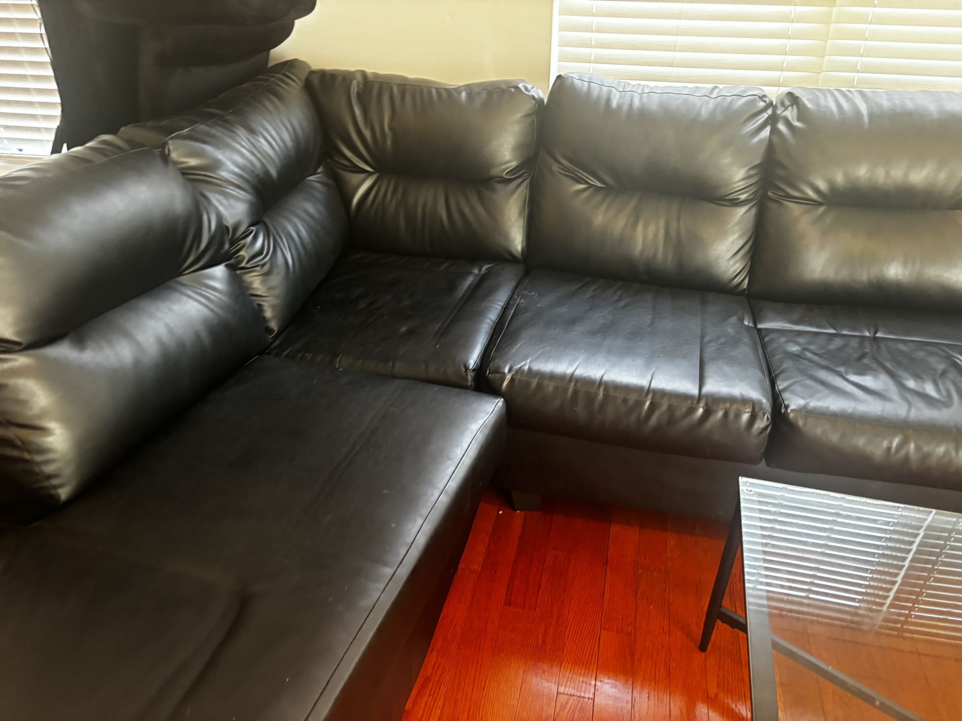 Black Leather Sectional
