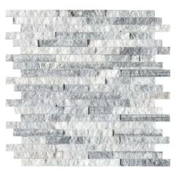 Alaska Gray Split Face Textured Marble Mosaic Tile 12x12in