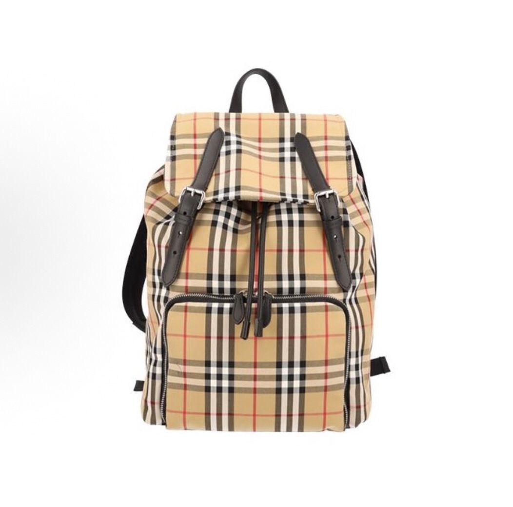 Burberry Plaid Printed Fabric Backpack(45)67