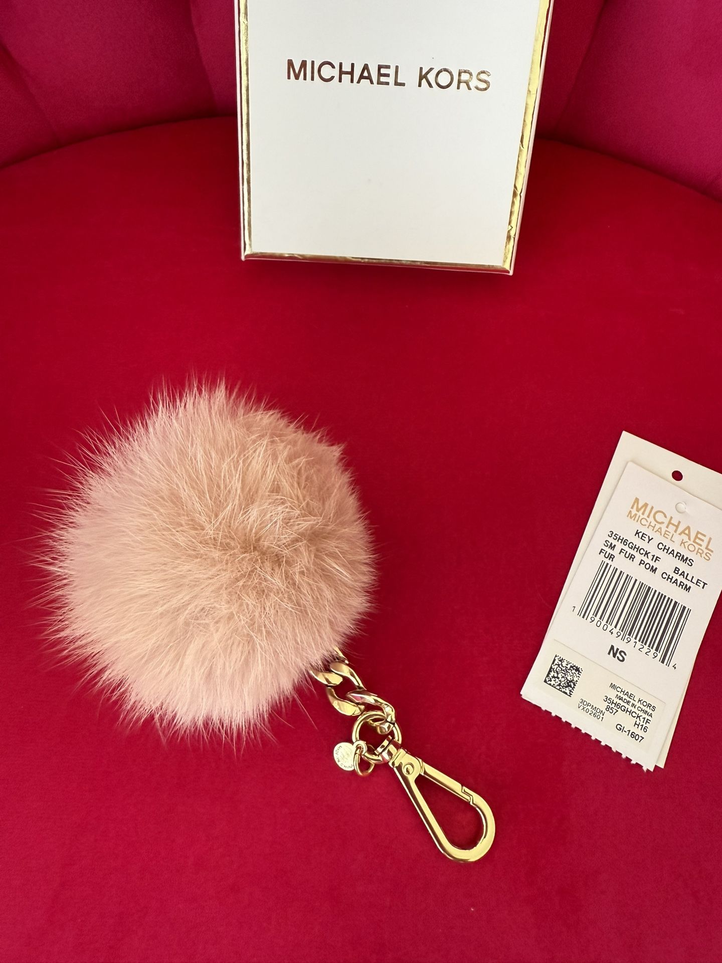 Authentic Michael Kors Pom Fur Key Chain Pendant Ornament