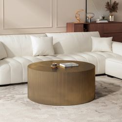 36” Minimalist Wave Stripe Coffee Table, Modern Round Coffee Table ** Sample**