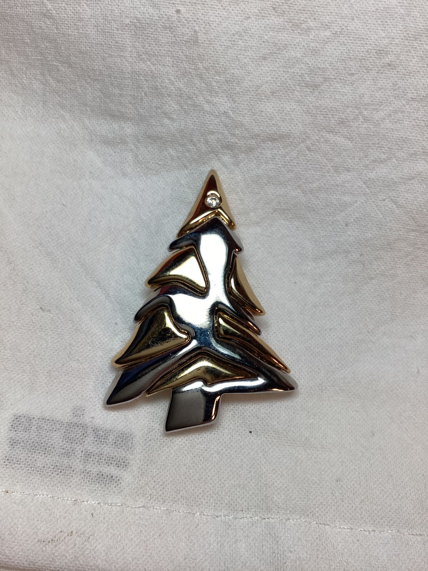 Vintage Liz Claiborne Signed Two toned Christmas Tree Brooch