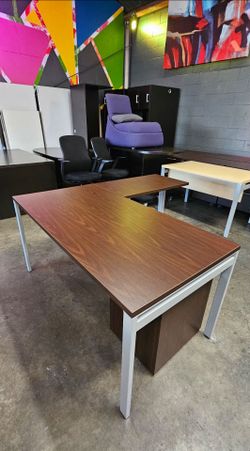 Espresso Desk + Cabinet + Side Table  66x60