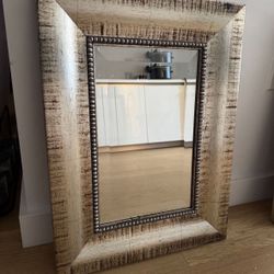 Wall Mirror – Distressed Champagne Frame w/ Beaded Trim (Downtown LA / Pickup by Fri 3/6)