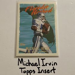 Michael Irvin Dallas Cowboys Hall of Fame WR Topps Short Print Insert Card. 