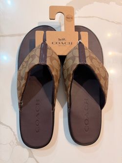 NWT Men's Coach Signature Flip Flop Sandals - Size 13