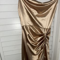Gold Fitted Silk Dress