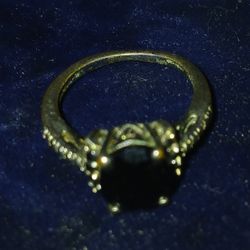 Black Spinel Sterling Silver Ring