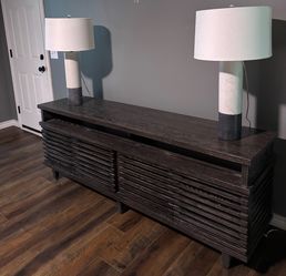 Pair of Contemporary Black and White Alabaster Table Lamps