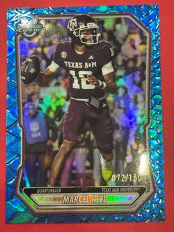 2026 Bowman Chrome Marcel Reed Blue Reptilian /150 BCP-74 Texas A&M QB