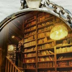 NEW Vintage Library Shabby Bookshelf Glass Chain Pendant Necklace 