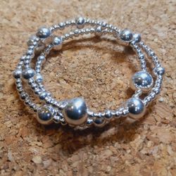 St.Silver 7"-? Stretched Beaded Bracelet