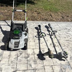 Ego 56v Full Set! Lawnmower, Edger, Trimmer. 2 Batteries And A Rapid Charger