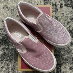 KIDS SIZE 2 Classic glittery Pink Slip On Vans