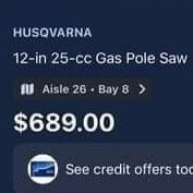 $300-Husqvarna 525PT5S Gas Powered Pole Saw