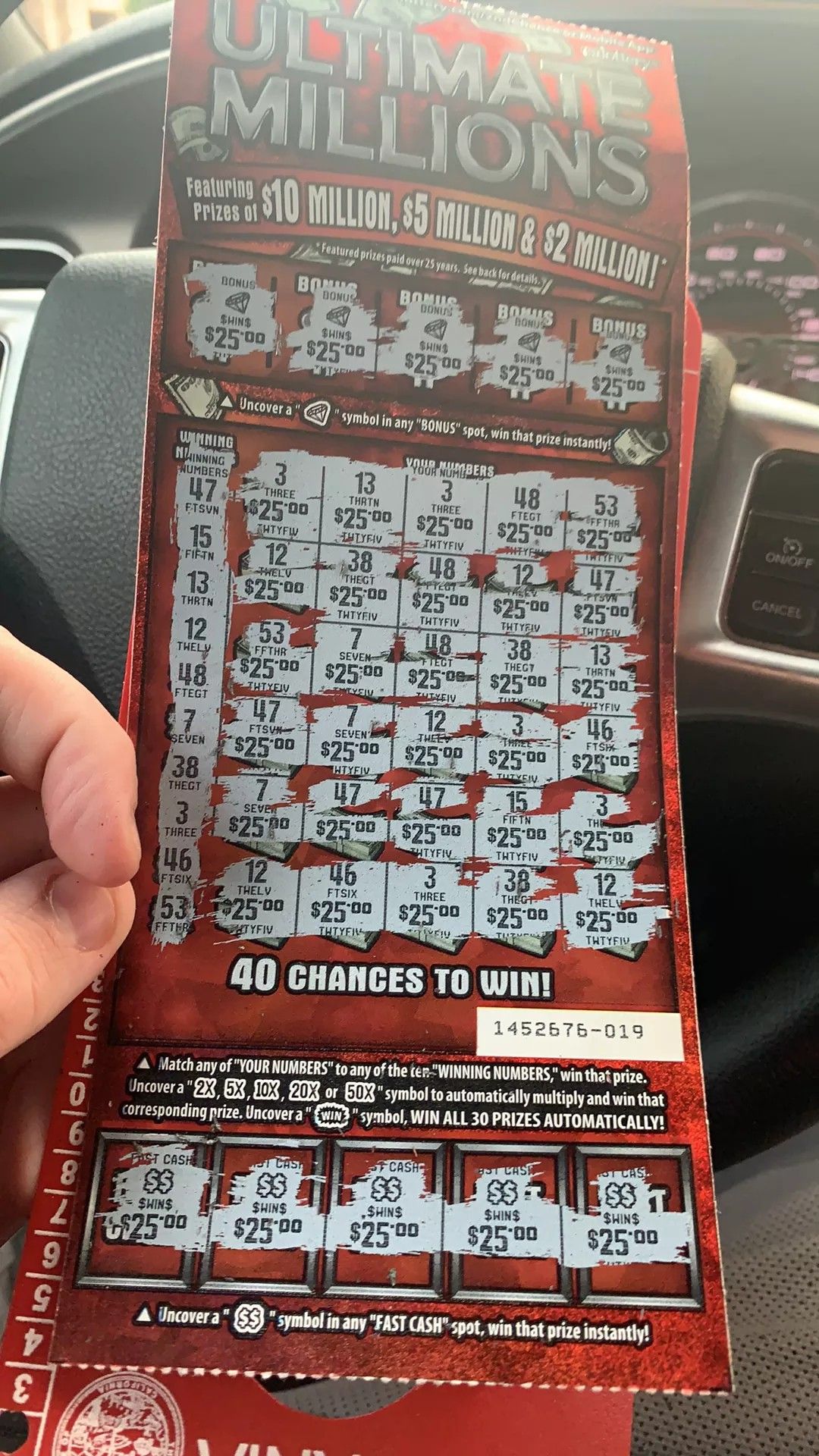 $1000 winning lottery scratcher