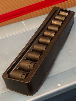 Snap-on Tools 10 pc 1/2" Drive 6-Point Metric Flank Drive® Shallow Impact Socket Set (25-36 mm)