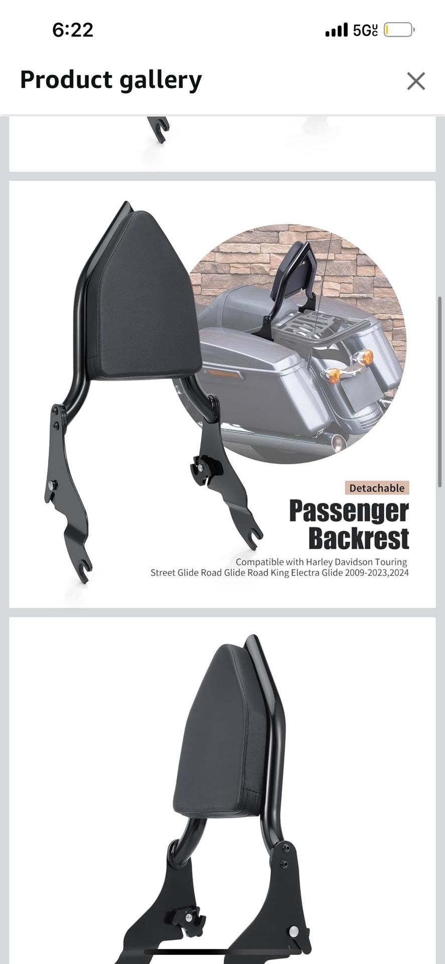 Detachable Sissy Bar Backrest Passenger Backrest Compatible with Harley Touring Street Glide Road Glide Road King Electra Glide 2009-2025 (Black)