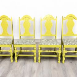 4 Yellow Dining Chairs Set