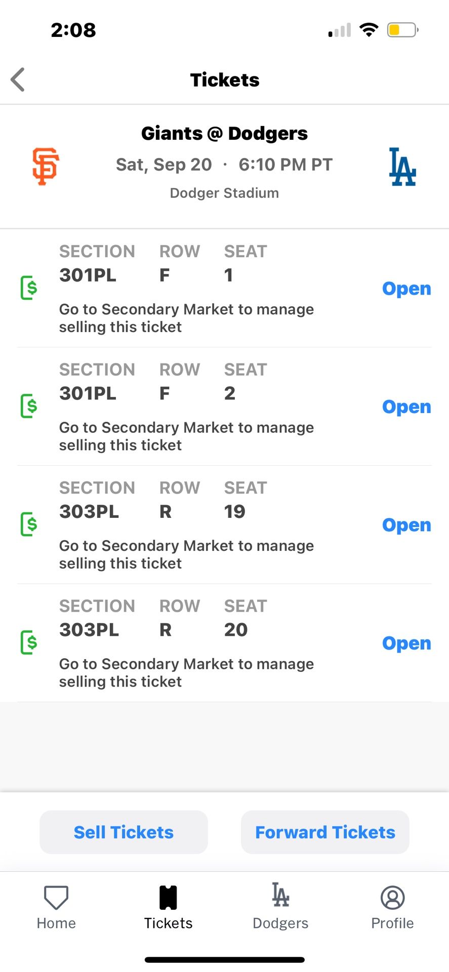 Dodger Game Tickets