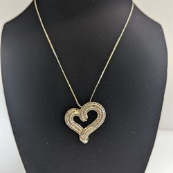 BR Sun Silver Tone Heart Pendant Necklace