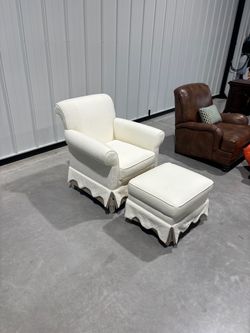 Ethan Allen corner chair and ottoman