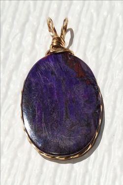 Gold filled wire wraped Sugilite pendant