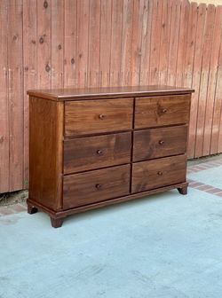 Solid Wood Brown 6 Drawer Dresser