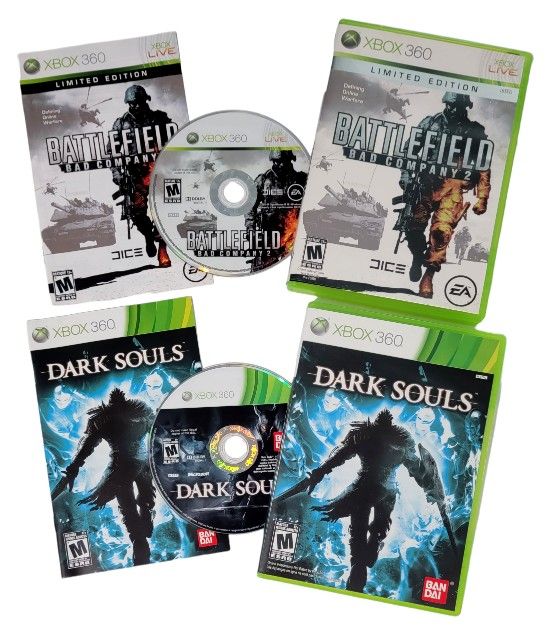 Dark Souls + Battlefield: Bad Company 2 Limited Edition  Xbox 360 Video Game Lot